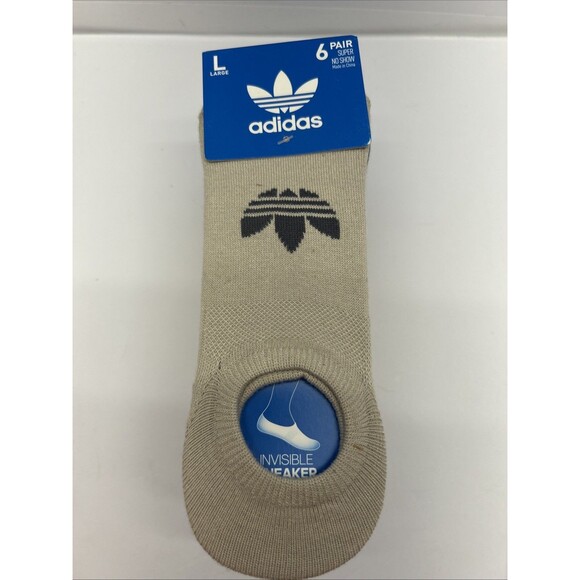 Adidas 6 Pair Super No Show Socks 6 Colors Moisture Wicking Unisex Size L New - Picture 1 of 4